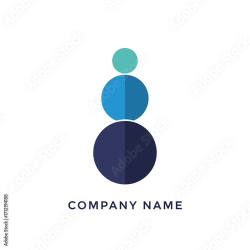 Abstract Logo Design with Stacked Circles in Blue and Teal.