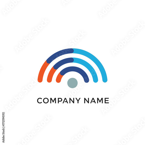 Abstract Wireless Signal Logo with Arcs and a Central Dot.