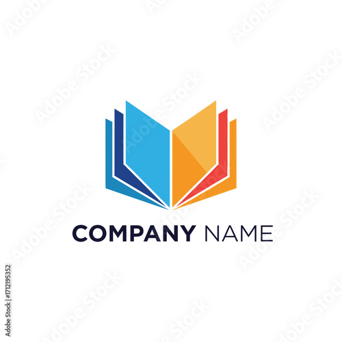 Colorful Open Book Logo Design for Education and Publishing Companies.