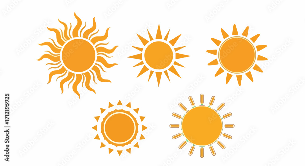 Fototapeta premium Sun Icons Five Unique Solar Designs for Summer