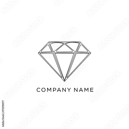 Elegant Diamond Outline Logo Design for Jewelry or Luxury Brand.
