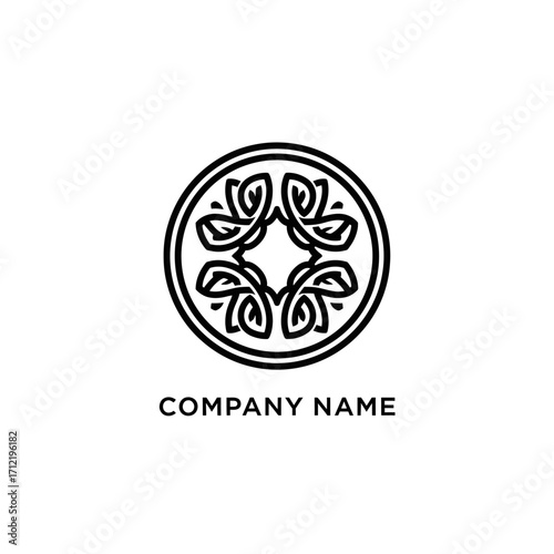 Elegant Circular Logo Design with Abstract Floral Elements for Company Branding.