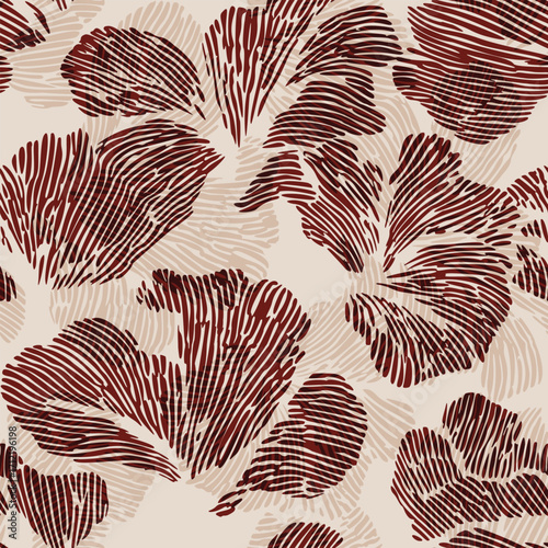 Seamless abstract Organic Shapes with Linear Texture Pattern background