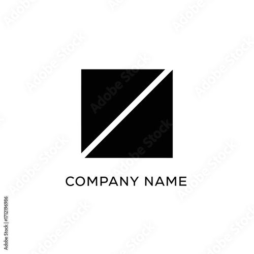 Minimalist Logo Design Featuring a Black Square Divided by a White Diagonal Line.