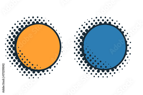 Vector halftone circles set. Abstract pop art background frames for modern graphic design. Comic style speech bubble template with dot pattern texture. Retro banner elements.