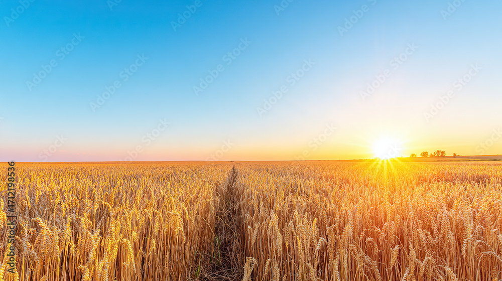 Naklejka premium The autumn harvest at sunset