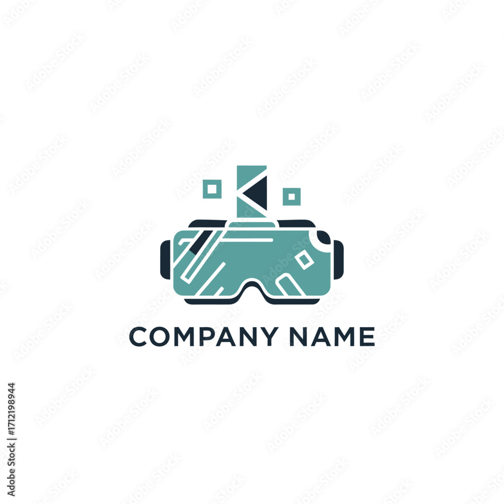 Fototapeta premium Virtual Reality Headset Logo Design with Pixelated Letter K.