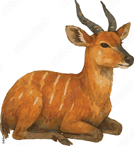 Photos Watercolor vector illustration of a sitatunga