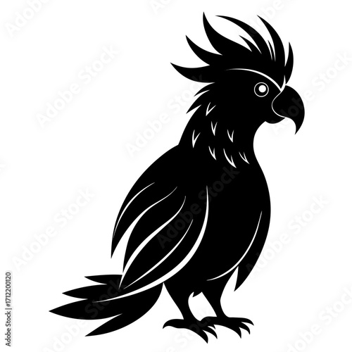 Cockatoo vector clean black silhouette design white background