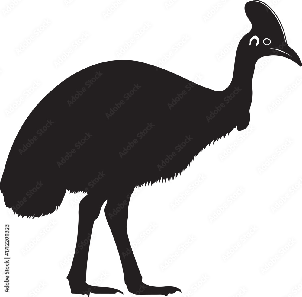 Fototapeta premium Elegant cassowary silhouette on white background