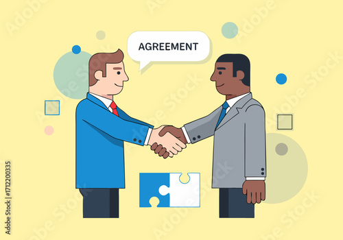 Business Partnership Agreement between two diverse professionals sealing a deal with a handshake