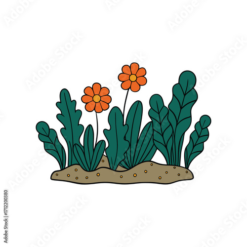 Decorative Seafloor Garden With Layered Fronds Vector Art Illustration