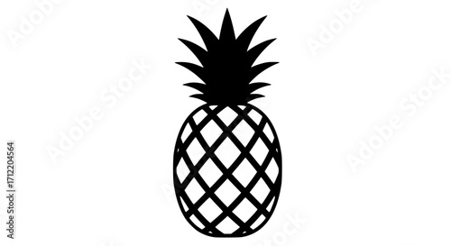 Whole pineapple fruit black white icon