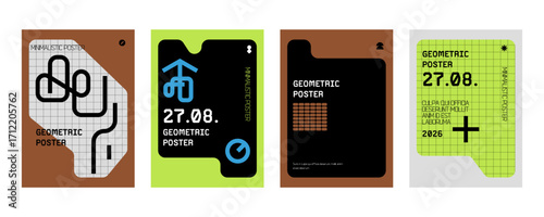 Simple template with abstract geometric shapes. Frame for your message or photo. Layout for flyer, poster or cover.	
