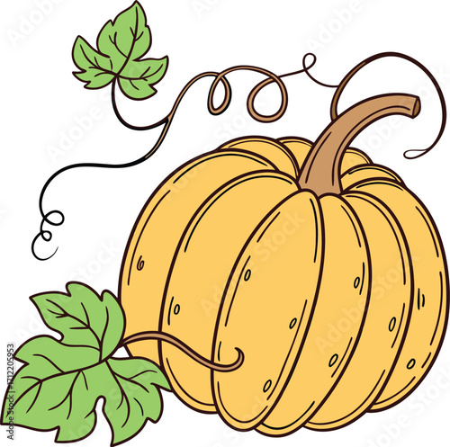 Autumn pumpkin Vector File,  Fall harvest Design File, Flat pumpkin design