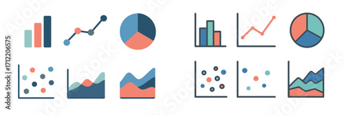 Comprehensive collection of data visualization charts and graphs for business analytics, financial reporting, and market research