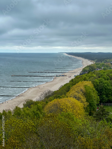 View of the area from the Niechorze Lighthouse on the Baltic Sea in Poland