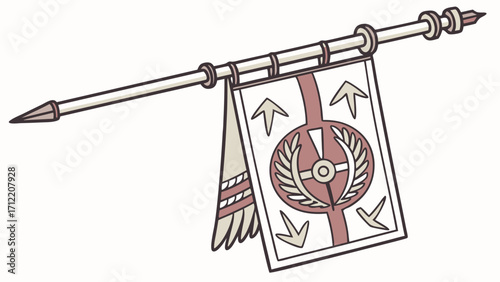 Roman Legionary Standard with Emblem and Arrows Detailed Illustration