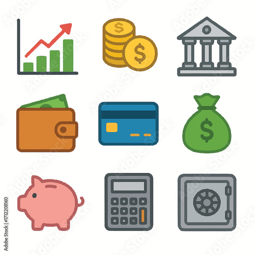 Financial Growth and Wealth Management Icons Collection for Business and Investment Concepts