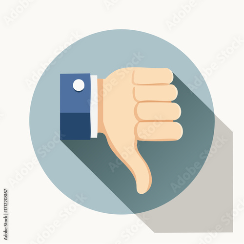 Thumb Down Icon Symbolizing Disapproval or Negative Feedback, Minimalist Flat Design