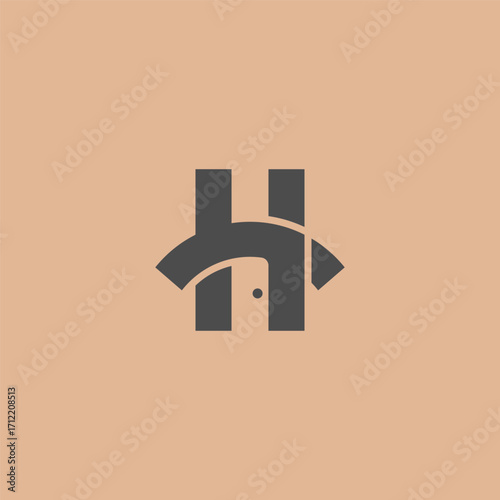 Minimalist letter H logo with home and house concept