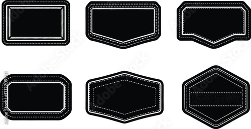 Collection of Six StitchFramed Retro Style Black and White Labels
