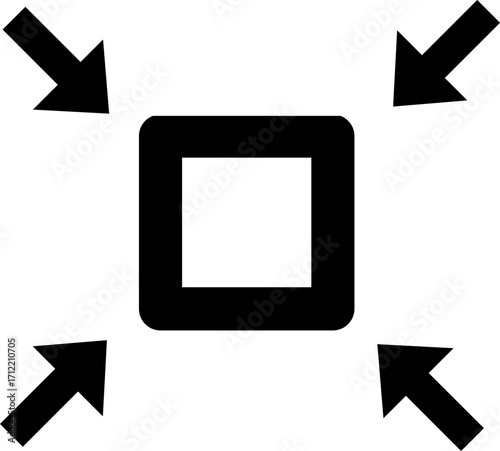 Minimize icon.Minimize icon rally compact size small scale arrows icons . shrink icon resize in arrows.minimize icon four 4 arrows icon meeting point.Minimize Icon with reflection on white background.
