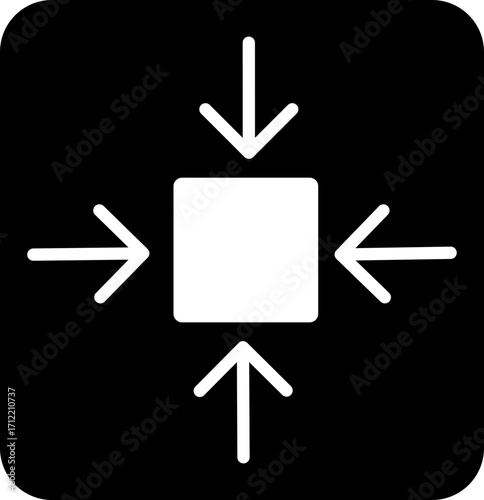 Minimize icon.Minimize icon rally compact size small scale arrows icons . shrink icon resize in arrows.minimize icon four 4 arrows icon meeting point.Minimize Icon with reflection on white background.