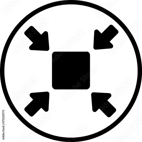 Minimize icon.Minimize icon rally compact size small scale arrows icons . shrink icon resize in arrows.minimize icon four 4 arrows icon meeting point.Minimize Icon with reflection on white background.