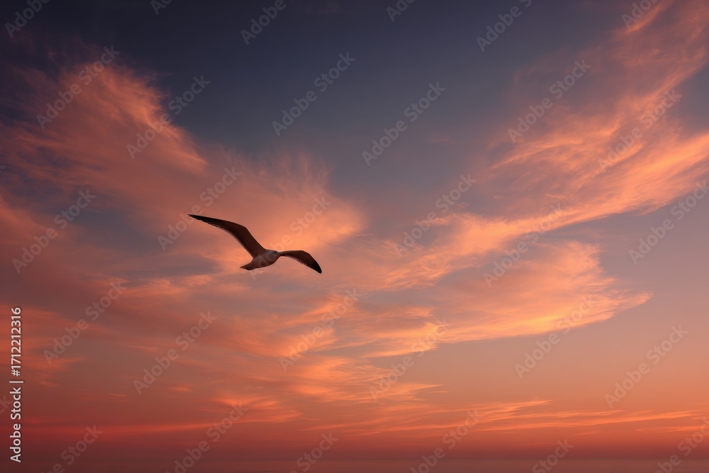 Naklejka premium breathtaking summer sunrise illuminates sky with ultrabright colors creating perfect backdrop