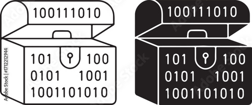 Digital Treasure Chest Binary Data Technology Security Icon