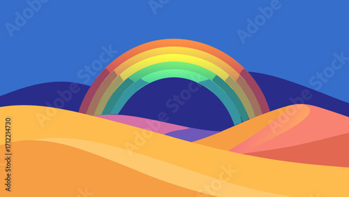 Holographic Dunes Glowing with Rainbow Mist