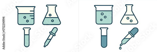 Essential scientific laboratory glassware and tools for chemistry experiments and research in education and medical fields