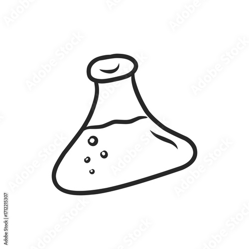 Simple Chemistry Flask Line Drawing Doodle Vector Illustration
