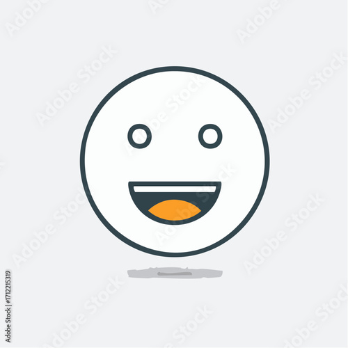 Minimalist happy face emoji icon with a bold outline. A simple and clean flat vector graphic illustrating joy and positive emotion
