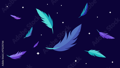 Radiant Fractal Feathers Scattered In Galaxy