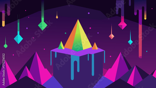 Surreal Prism Caves Dripping Neon Sparks
