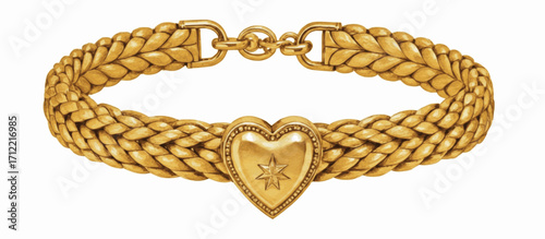 Liquid Lattice Gold bracelet with braided braid isolated watercolor vector illustration svg