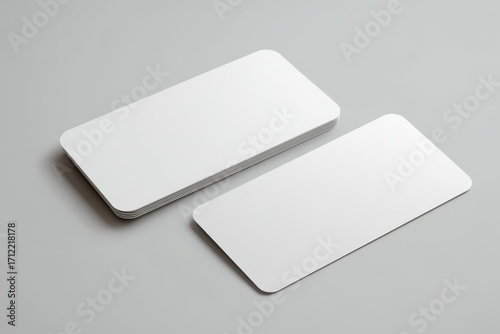Two White Blank Business Cards Mockup - Curved Edges