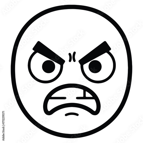 Furious emoji face with angry expression for social media use