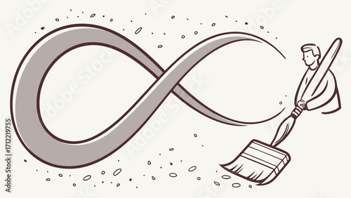 A Person Sweeping Away the Infinity Symbol with a Brush