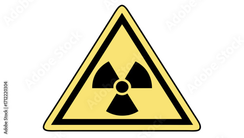 Radioactive Hazard Symbol Black Trefoil in Yellow Triangle with Black Border
