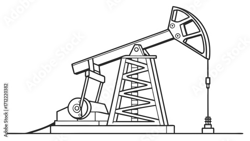 Simplified Oil Pump Jack Illustration with Geometric Support Structure and Pumping Mechanism