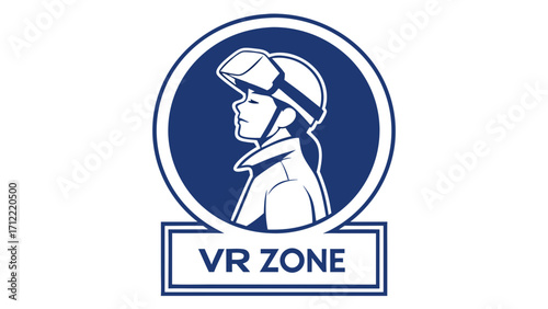 Stylized VR Zone Logo Featuring a Person Wearing a Virtual Reality Headset