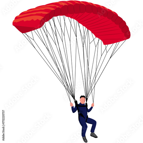 parachute landing, Skydiver landing vector drawing.