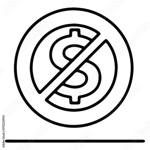 No money sign illustration depicting financial constraint or economic problems