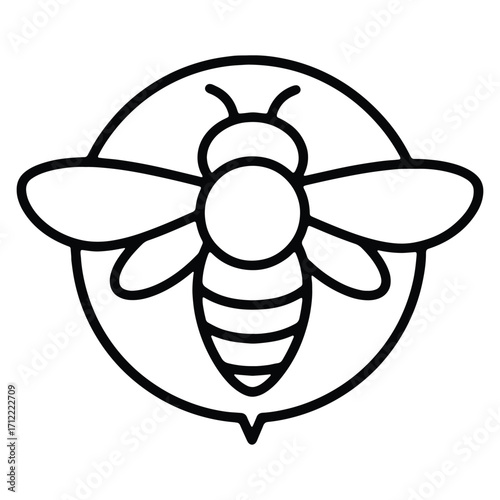Simple outline of a bee inside a circle design vector illustration