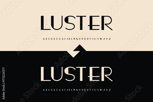 Elegant luster logo design in light and dark backgrounds with subtle arrow