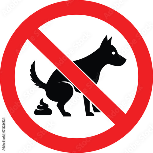 Art of no dogs allowed sign with silhouette of dog defecating