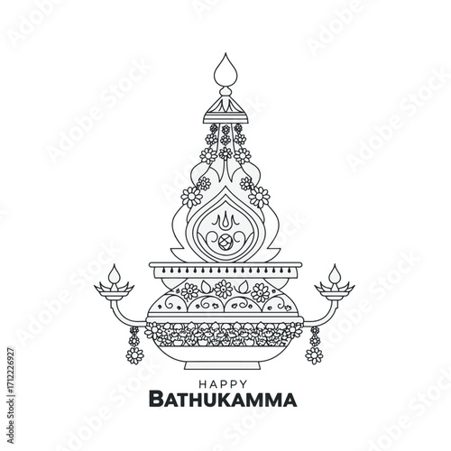 Happy Bathukamma Illustration